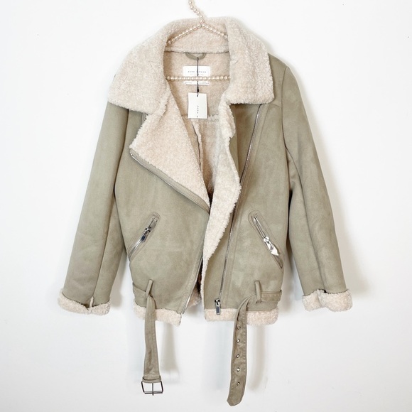 New Zara Textured Warm Biker Jacket - Picture 9 of 13